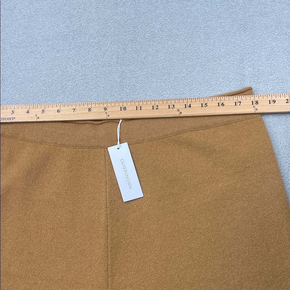 NEW Outerknown XL Cashmere Superfine Wool Tan Wide-Leg Knit Sweatpants - Picture 8 of 13